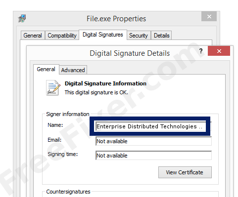 Screenshot of the Enterprise Distributed Technologies Pty Ltd certificate